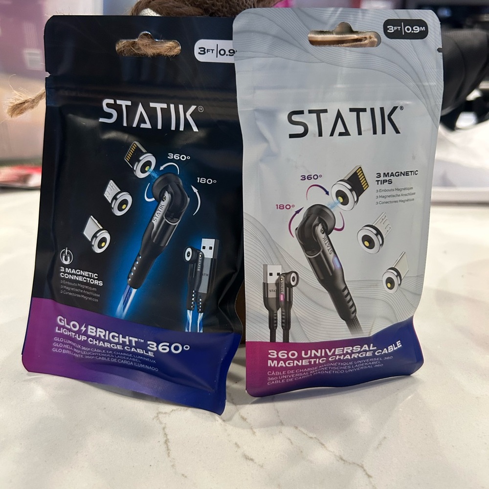 2 pack 360 Universal Magnetic Charge Cable - Black and Purple